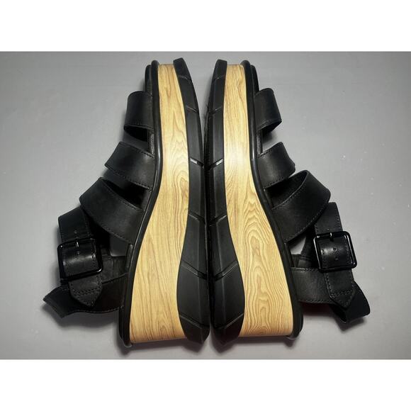 Sorel Platform Wedge Sandals Womens Size 10 Black Strappy Slingback NL4675-010 - Picture 3 of 9